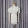 Spring High Grade Retro Sexy off Shoulder Dress Waist Slimming Sheath