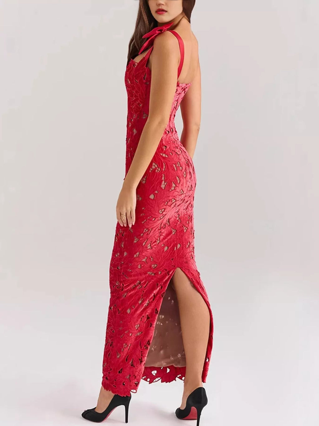 Stylish Slit Tie Shoulder Maxi Dress