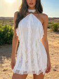 Stylish Ruffle Halter Neck Mini Dress